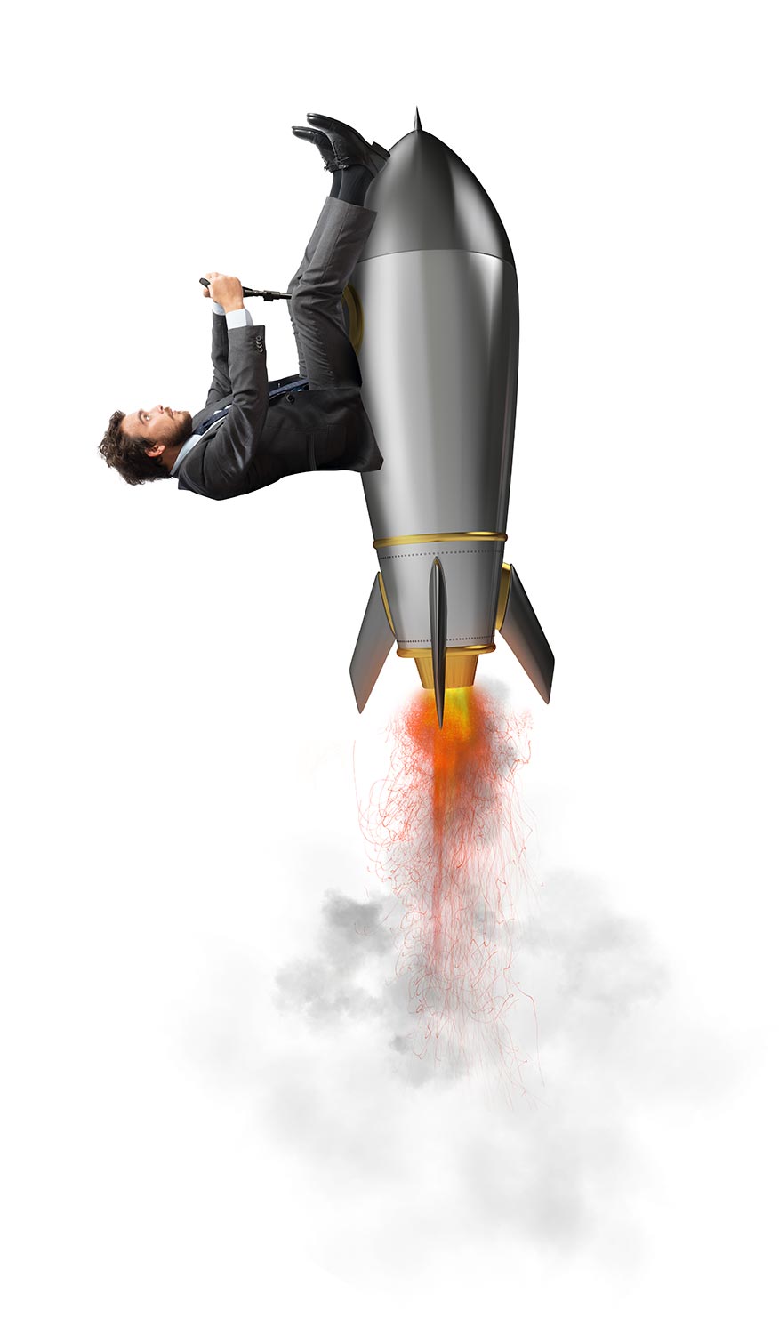 Depositphotos 165382738 Stock Photo Businessman On A Small Rocket
